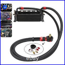 10 Row AN-10AN Universal Engine Oil Cooler+Filter Adapter Hose Kit For Japan Car