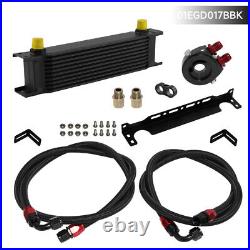 10 Row AN8 Engine Oil Cooler + 3/416 & M20 Filter Adapter Hose Kit withBracket