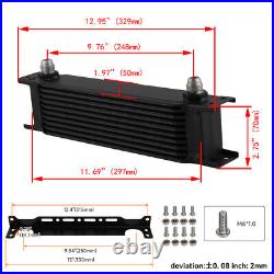 10 Row AN8 Engine Oil Cooler + 3/416 & M20 Filter Adapter Hose Kit withBracket