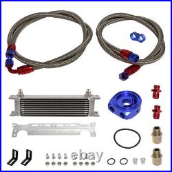 10 Row AN8 Engine Oil Cooler WithBracket + 3/416 & M20 Filter Adapter Hose Kit BL