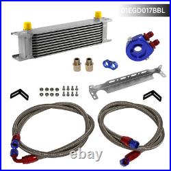 10 Row AN8 Engine Oil Cooler WithBracket + 3/416 & M20 Filter Adapter Hose Kit BL