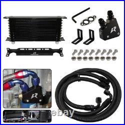 10 Row Engine Oil Cooler Kit+Sandwich Plate adapter For LS1 LS2 LS3+Bracket Kit