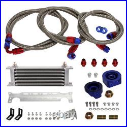 13 Row AN8 Engine Oil Cooler +Relocation Filter Adapter Hose Kit withBracket SL