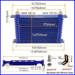 13 Row Engine Oil Cooler Kit+Sandwich Plate adapter For LS1 LS2 LS3+Bracket Blue