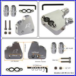 13 Row Engine Oil Cooler Kit+Sandwich Plate adapter For LS1 LS2 LS3+Bracket Blue