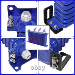 13 Row Engine Oil Cooler Kit+Sandwich Plate adapter For LS1 LS2 LS3+Bracket Blue