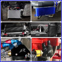 13 Row Engine Oil Cooler Kit+Sandwich Plate adapter For LS1 LS2 LS3+Bracket Blue