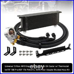 13 Row Engine Transmission Oil Cooler withThermostat 80 Deg Oil Filter Adapter Kit