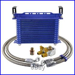 13 Row Engine Trust Oil Cooler withThermostat Oil Filter Adapter Kit + Bracket BL