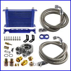 13 Row Engine Trust Oil Cooler withThermostat Oil Filter Adapter Kit + Bracket BL