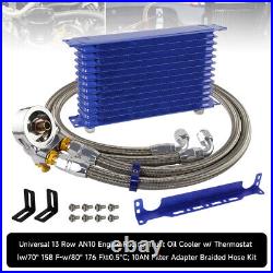 13 Row Engine Trust Oil Cooler withThermostat Oil Filter Adapter Kit + Bracket BL