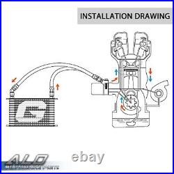 15 Row 10AN Universal Alumium Engine Transmission Oil Cooler+ Filter Adapter Kit