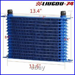 15 Row 10AN Universal Performance Alumium Engine Oil Cooler + Filter Adapter New