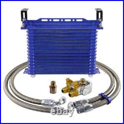 15 Row Engine Trans Oil Cooler with10AN Oil Hosem, 80C Thermostat Adapter Kit