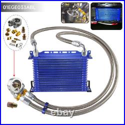 15 Row Engine Trans Oil Cooler with10AN Oil Hosem, 80C Thermostat Adapter Kit