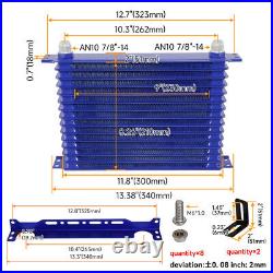 15 Row Engine Trans Oil Cooler with10AN Oil Hosem, 80C Thermostat Adapter Kit