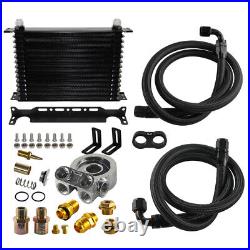 15 Row Engine Trust Oil Cooler withThermostat Oil Filter Adapter Kit+Bracket BK