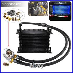 15 Row Engine Trust Oil Cooler withThermostat Oil Filter Adapter Kit+Bracket BK