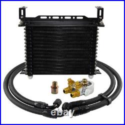 15 Row Engine Trust Oil Cooler withThermostat Oil Filter Adapter Kit+Bracket BK