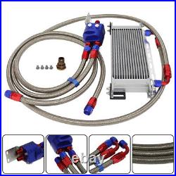 16 Row AN8 Engine Oil Cooler +Relocation Filter Adapter Hose Kit withBracket BL