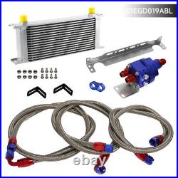 16 Row AN8 Engine Oil Cooler +Relocation Filter Adapter Hose Kit withBracket BL