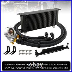 16 Row Engine Transmission Oil Cooler withThermostat 80 Deg Oil Filter Adapter Kit