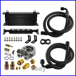 16 Row Engine Transmission Oil Cooler withThermostat 80 Deg Oil Filter Adapter Kit