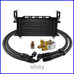 16 Row Engine Transmission Oil Cooler withThermostat 80 Deg Oil Filter Adapter Kit