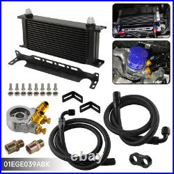 16 Row Engine Transmission Oil Cooler withThermostat 80 Deg Oil Filter Adapter Kit