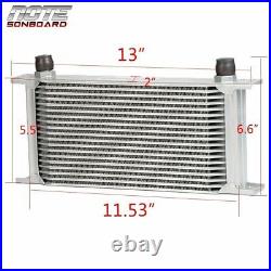 19 Row 10AN Universal Aluminum Engine Oil Cooler+Filter Relocation Adapter Kit