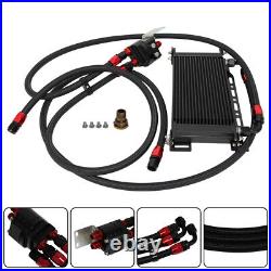 19 Row AN8 Engine Oil Cooler +Relocation Filter Adapter Hose Kit withBracket BK