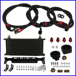 19 Row AN8 Engine Oil Cooler +Relocation Filter Adapter Hose Kit withBracket BK