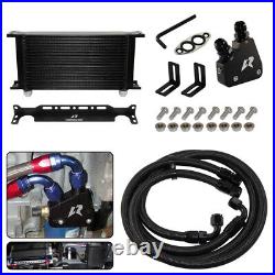 19 Row Engine Oil Cooler Kit+Sandwich Plate adapter For LS1 LS2 LS3+Bracket Kit