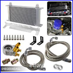 19 Row Engine Transmission Oil Cooler withThermostat 80 Deg Oil Filter Adapter Kit