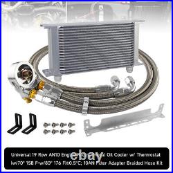 19 Row Engine Transmission Oil Cooler withThermostat 80 Deg Oil Filter Adapter Kit