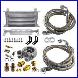 19 Row Engine Transmission Oil Cooler withThermostat 80 Deg Oil Filter Adapter Kit