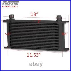 19 Row Fit For Universal Thermostat Adapter Engine Black Aluminum Oil Cooler Kit