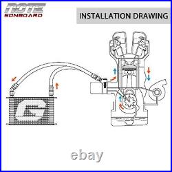 19 Row Fit For Universal Thermostat Adapter Engine Black Aluminum Oil Cooler Kit