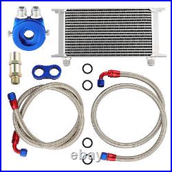 19 Row Oil Engine Cooler 10AN Oil Filter Relocation Adapter Hose Kit For Subaru