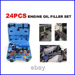 24pcs Car Truck Engine Oil Filler Funnel Filling No-Spill Tool Kit With Adapters