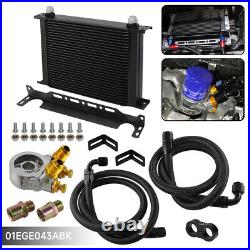 28 Row Engine Transmission Oil Cooler withThermostat 80 Deg Oil Filter Adapter Kit