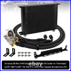 28 Row Engine Transmission Oil Cooler withThermostat 80 Deg Oil Filter Adapter Kit