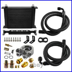 28 Row Engine Transmission Oil Cooler withThermostat 80 Deg Oil Filter Adapter Kit