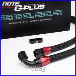 30 Row 10AN Universal Engine Oil Cooler Filter Adapter+Hose Kit + 7 Fan