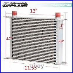 30 Row AN-10AN Universal Aluminum Engine Oil Cooler +Filter Adapter Hose Kit