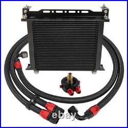 30 Rows 10AN Engine Transmission Oil Cooler Filter Adapter Hose Kit 1.4m 1.6m