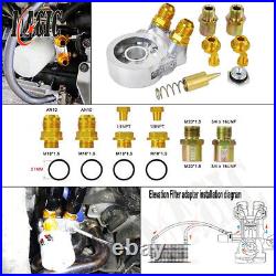 7 Row AN10 Engine Racing Trust Oil Cooler with Thermostat Oil Filter Adapter Kit