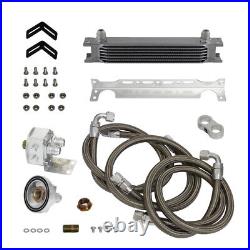 7 Row AN10 Universal Engine Oil Cooler Kit + Oil Filter Relocation Adapter Kit