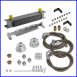 7 Row AN10 Universal Engine Oil Cooler Kit + Oil Filter Relocation Adapter Kit