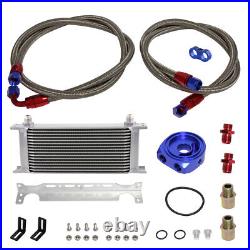 AN8 16 Row Engine Oil Cooler WithBracket + 3/416 & M20 Filter Adapter Hose Kit BL